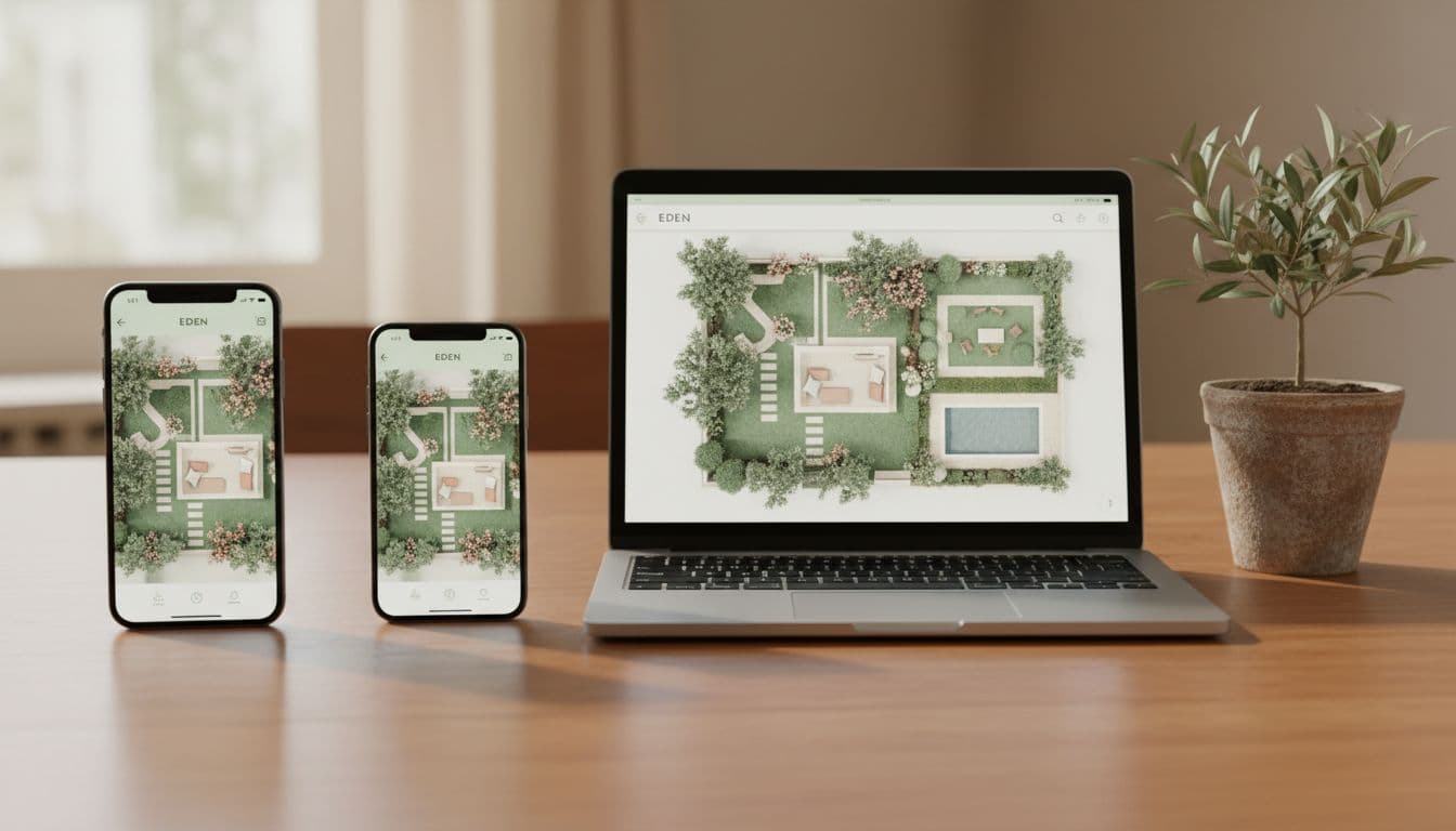 KI Gartendesign App auf iPhone, Android und Browser