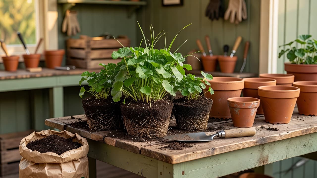 Dividing a clump of hardy perennials into several new plants for a free garden design on a budget