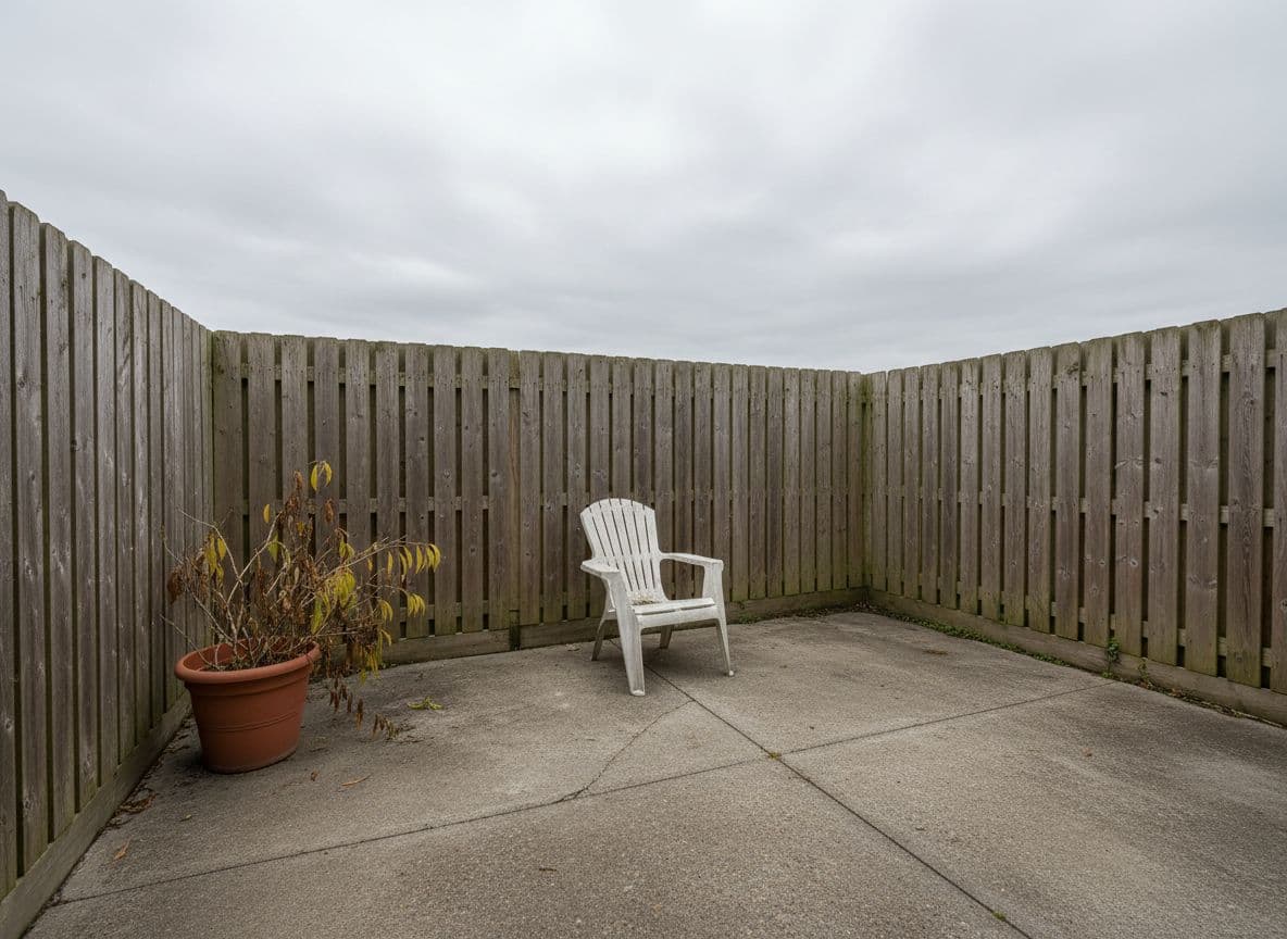 A plain, unused patio area before being redesigned in the garden design app