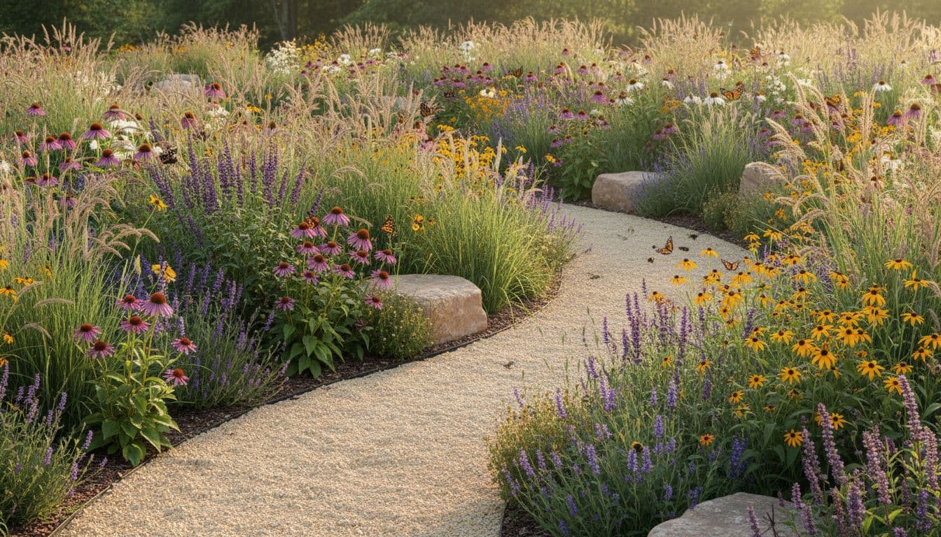 Gartendesign-Trends 2026 – naturalistische Wildbepflanzungs-Vorschau von FlorAI KI-Gartendesign