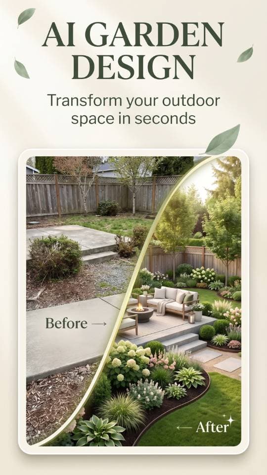 FlorAI AI Garden Design app screen showing the garden redesign flow